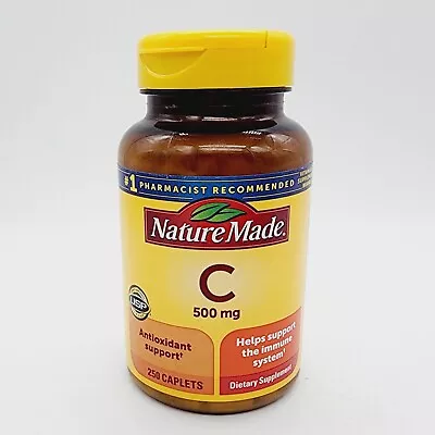 Nature Made Vitamin C 500 Mg Tablets Dietary Supplement 250 Caplets Exp 9/26 • $11.99