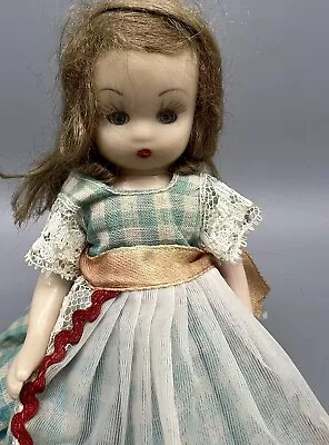 1950’s Nancy Ann Storybook 5 1/2 IN Doll Sleep Eyes Gingham Gown Hard Plastic • $4.99