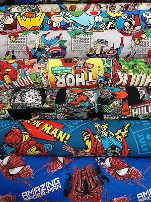 MARVEL & DC SUPERHEROS COMICS FABRIC 100% Cotton Material HULK IRONMAN THOR • £12.99