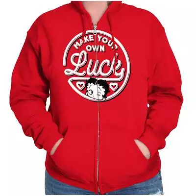 Betty Boop Make Your Own Luck Retro Cartoon Womens Zip Hooded Sweatshirt Hoodie • $34.99