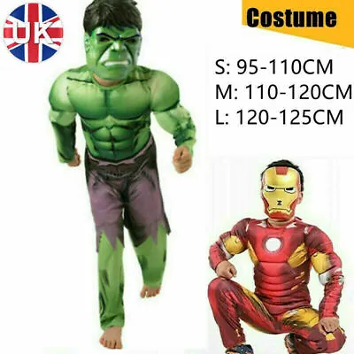 Boys Deluxe Incredible Hulk Age Fancy Dress Kids Marvel Avengers Costume 3-8 Uk • £15.99