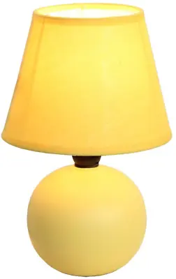 Mini Ceramic Globe Table Lamp With Matching Fabric Shade Yellow • $32.65