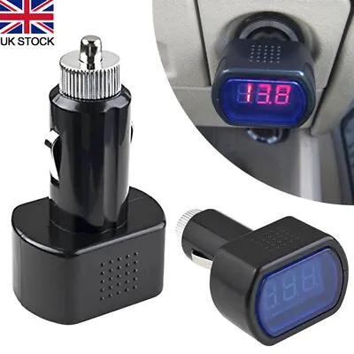 LED Car 12V 24V Battery Volt Voltage Meter Gauge Cigar Lighter Plug Black New • £6