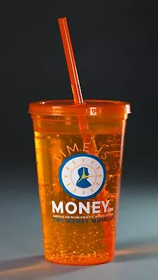 $4.95 • Buy ANA Money Museum Plastic Tumbler With Lid And Straw. 20oz. Orange. 
