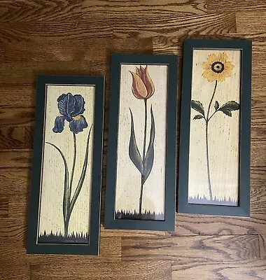 MCM Warren Kimble Framed Art Set Of 3 Flowers Rustic Country Farmhouse • $75