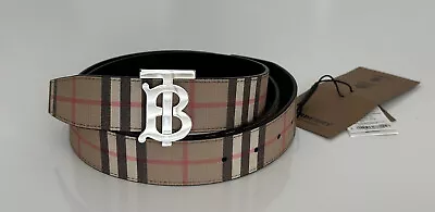NWT $580 Burberry TB Leather Archive Beige Reversible Belt 38/95 8046568 Italy • $359.10