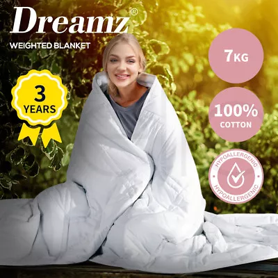 Dreamz Weighted Blanket Summer Cotton Heavy Gravity Adults Deep Relax Relief 7KG • $75.99