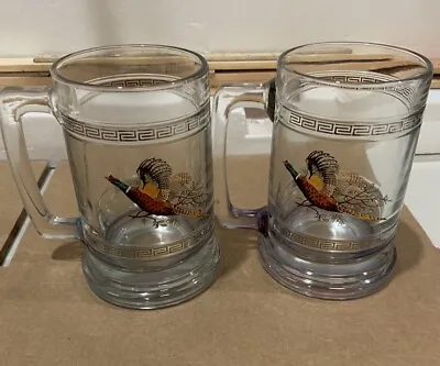 PRINCESS HOUSE Pheasant Mugs Greek Key Hunting Bar/Drinkware Glass Beer Steins  • $15