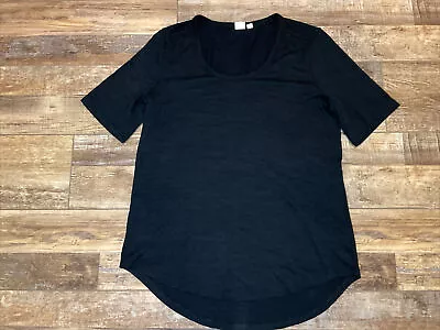 Gap Maternity Women’s Short Sleeve Shirt Size M Black Heathered Round Hem • $10.99