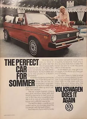 1981 Volkswagen Rabbit VW Convertible VTG 1980s 80s PRINT AD Elke Sommer Perfect • $9.77