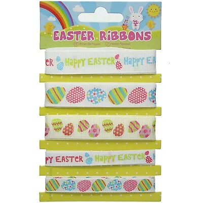 5 Easter Ribbons Cake & Gift Decoration Art Craft Boy Girl Chick Egg Ribbon UK • £2.65