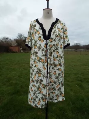 Retro Lightweight Jersey Zip Up Dressing Gown Housecoat Lounger SUNNYME Size 18 • £12.50