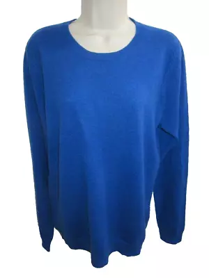 Magaschoni 100% Cashmere Cobalt Blue Crew Neck Sweater Woman L • $24.95