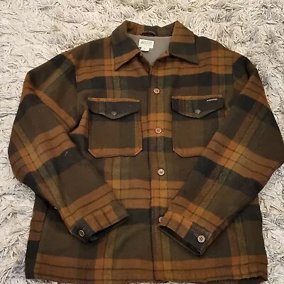 Volcom  Workwear Wool Blend Brown Plaid Men's Jacket Button Up Size XL 1990s • $54.95