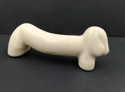 VINTAGE ISRAEL NAAMAN ? DOG FIGURINE WHITE PORCELAIN HAND  MADE Basset Hound 4  • $34.99