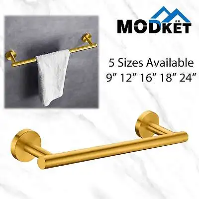 Modern Brushed Gold Towel Bar Rail Stainless Steel Wall Mounted Bathroom Storage • $20.69