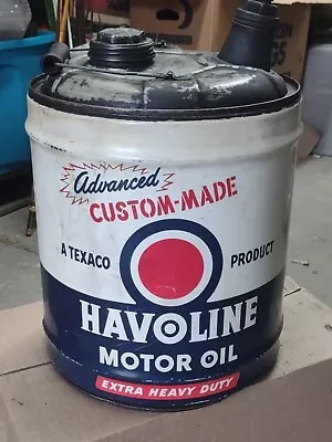 Havoline The Texas Co.Vintage 5 Gallon Oil Can Empty Wood Handle • $75