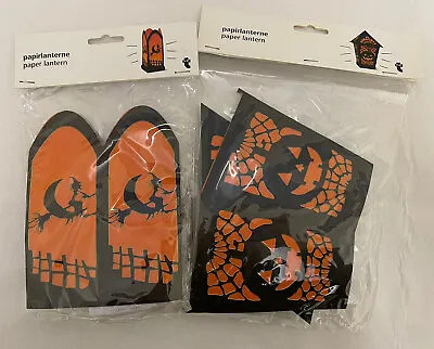 HALLOWEEN LIGHT UP PAPER LANTERNS 2pk DECORATIONS PARTY DECS • £4.99