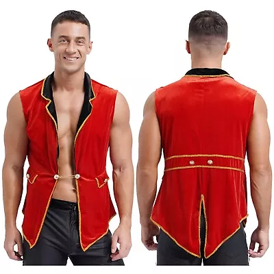 Mens Costume Cosplay Tailcoat Sexy Circus Ringmaster Lion Tamer Carnival Stage • £10.79
