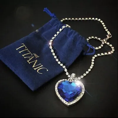 £6.99 • Buy Titanic Heart Of The Ocean Pendant Necklace & Velvet Pouch - A Beautiful Piece