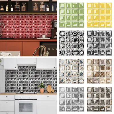 £6.84 • Buy 10pcs Kitchen Stick On Tile Stickers Bathroom Mosaic Self Adhesive Wall Tiles
