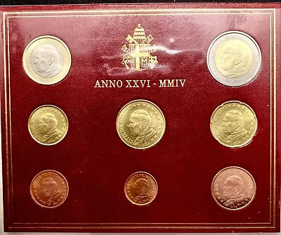 2004 VATICAN CITY 8-Coins POPE JOHN PAUL II SET  Box/Chest From 1c To 2 Euro Exc • $189.90