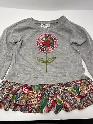 Mimi & Maggie Dress 18 Mo Grey With Multi Colored Skirt Flower Design On Front • $11.99