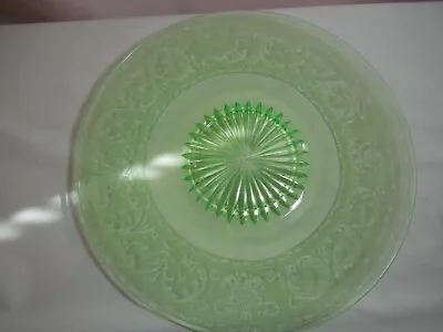 Vintage Green Depression Glass Cake Plate 10.25  • $12