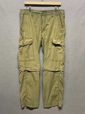 Vintage WearFirst Pants Mens 34x30 Green Convertible Shorts Outdoor FLAW • $12.88
