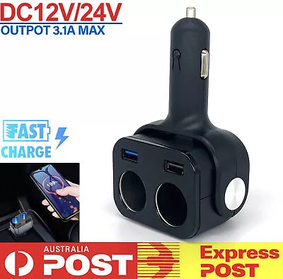 12V 2 Way Car Cigarette Lighter Dual USB Charger Socket Splitter 3 Power Adapter • $16.82