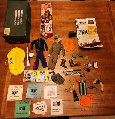 1960's Vintage GI Joe Lot With Foot Locker Wood Box & Tons Of Accessories • $279.99
