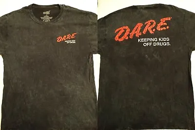 Dare D.A.R.E. Keeping Kids Off Drugs Distressed Mineral Wash Black T-Shirt • $19.75