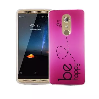 Case For ZTE Axon 7 Be Happy Pink Case Cover Motif Slim TPU Case Bumper • $28.82