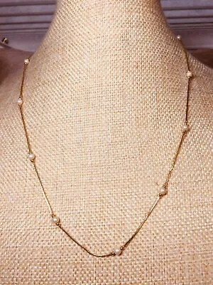 Vintage Monet Faux Pearl & Gold Tone Bead Necklace ~ 20” • $14