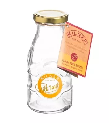 £5.99 • Buy Kilner Mini Milk Bottle 189ml Glass Retro Milkshake Milk Juice Water Bottle