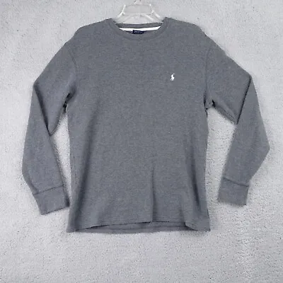 Polo Ralph Lauren Sleepwear Shirt Men Large Gray Waffle Knit Thermal Long Sleeve • $19.11