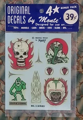 Vintage Water Slide DECALS By MONTE Sheet Original Package HOT ROD Monster Old • $39.99