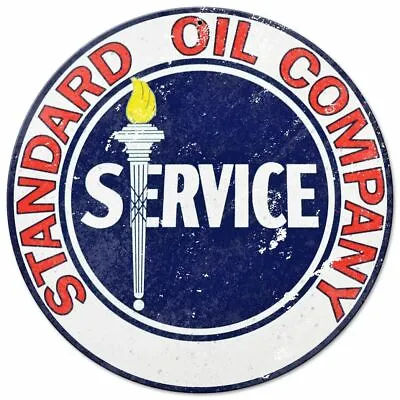 Standard Oil Company Service 14  Round Heavy Duty Usa Made Metal Gas Adv Sign • $72