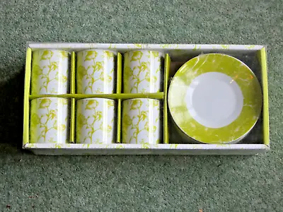 £15.99 • Buy Boxed Set Of 6 French Demitasse Coffee Cups & Saucers - Green And White