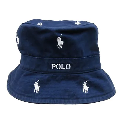 Polo Ralph Lauren Embroidered Pony Bucket Hat Adult Size L/XL Navy Blue NEW • $54.95