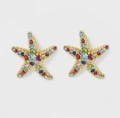 SUGARFIX By BaubleBar Starfish Under The Sea Multi Crystal Big Stud Earrings • $12.95