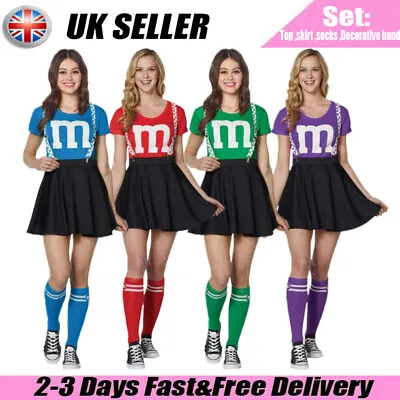 SEXY WOMEN CHEERLEADER COSTUME FANCY DRESS OUTFIT HIGH SCHOOL DANCE UNIFORM SETs • £21.59