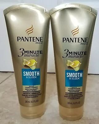 2-Pantene Pro-V 3 Minute Miracle Daily SMOOTH & SLEEK Daily Conditioner 6oz NEW • $31.49