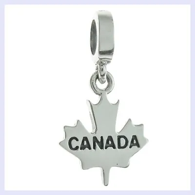 925 Sterling Silver Canada Maple Leaf Travel Bead For European Charm Bracelet • $15.98