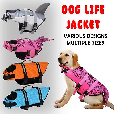 Dog Safety Life Jacket Pet Rip Stop Buoyancy Lifesaver Adjustable Rescue Handle • £12.69