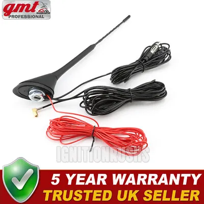 Car Universal Roof Mount Active Amplified DAB + AM FM Radio Aerial Antenna Mast • £17.95