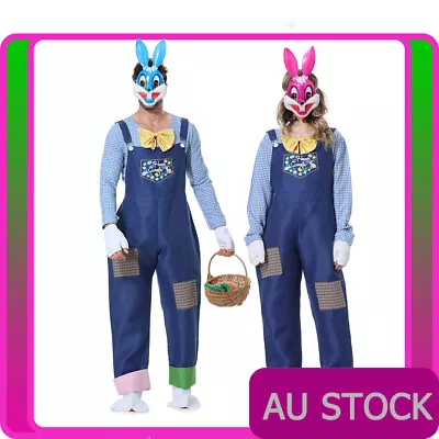 Adult Rabbit Easter Bunny Costume Mens Ladies Bugs Deluxe Mascot Suit Jumpsuit • $40.15