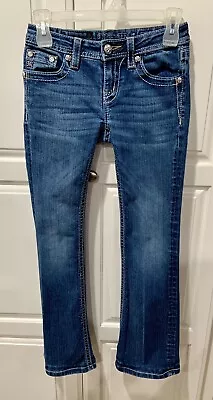 Miss Me Girls Jeans Size 14 Bootcut With Silver Sequin Cross On Back Pockets • $8