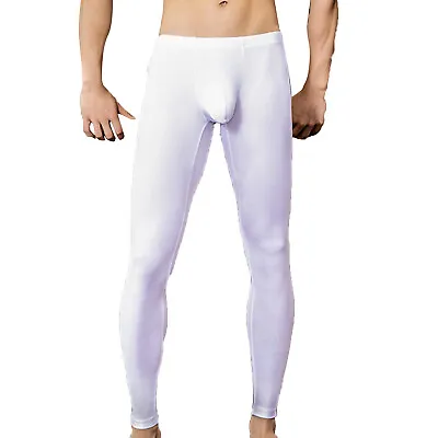 Mens Leather Tight Pants Zipper Stretchy Leggings Long Trousers Night Club Party • $11.27