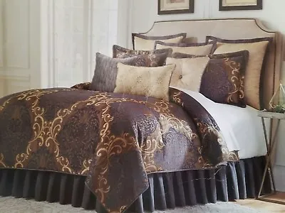 New Veratex Bentley Blue Brown Medallion 4  Piece  Queen Comforter Set • $249.95